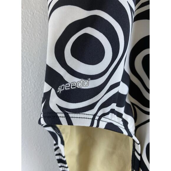 Speedo Swimsuit Black White Halter One Piece Fully Lined No Size Tag 10? - Picture 5 of 9